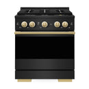 ZLINE Autograph Edition 30-Inch 4.2 Cu. Ft. Marino Dual Fuel Range with 4 Burner DuoPro Cooktop and Electric Convection Oven in Black Stainless Steel and Polished Gold Accents (PMDRBZ-30-G)