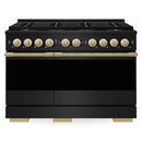 ZLINE Autograph Edition 48-Inch 6.7 Cu. Ft. Marino Dual Fuel Range with 8 Burner DuoPro Cooktop and Dual Ovens in Black Stainless Steel and Polished Gold Accents (PMDRBZ-48-G)
