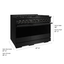 ZLINE 48-Inch 6.7 Cu. Ft. Marino Double Oven Gas Range in Black Stainless Steel with 8 Brass Burners (MGRB-BR-48)