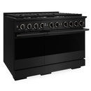 ZLINE 48-Inch 6.7 Cu. Ft. Marino Double Oven Gas Range in Black Stainless Steel with 8 Brass Burners (MGRB-BR-48)