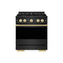 ZLINE Autograph Edition 30-Inch 4.2 Cu. Ft. Marino Gas Range with 4 Burner Cooktop and Convection Gas Oven in Black Stainless Steel and Polished Gold Accents (MGRBZ-30-G)