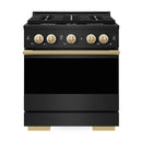 ZLINE Autograph Edition 30-Inch 4.2 Cu. Ft. Marino Gas Range with 4 Burner Cooktop and Convection Gas Oven in Black Stainless Steel and Polished Gold Accents (MGRBZ-30-G)