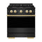 ZLINE Autograph Edition 30-Inch 4.2 Cu. Ft. Marino Gas Range with 4 Burner Cooktop and Convection Gas Oven in Black Stainless Steel and Polished Gold Accents (MGRBZ-30-G)