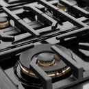 ZLINE Autograph Edition 36-Inch 5.2 Cu. Ft. Marino Gas Range with 6 Burner Cooktop and Convection Gas Oven in Black Stainless Steel and Champagne Bronze Accents (MGRBZ-36-CB)