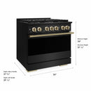 ZLINE Autograph Edition 36-Inch 5.2 Cu. Ft. Marino Gas Range with 6 Burner Cooktop and Convection Gas Oven in Black Stainless Steel and Champagne Bronze Accents (MGRBZ-36-CB)