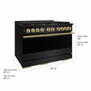 ZLINE Autograph Edition 48-Inch 6.7 Cu. Ft. Marino Double Oven Gas Range with 8 Burner Cooktop in Black Stainless Steel and Polished Gold Accents (MGRBZ-48-G)