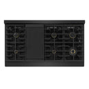 ZLINE Autograph Edition 48-Inch 6.7 Cu. Ft. Marino Double Oven Gas Range with 8 Burner Cooktop in Black Stainless Steel and Polished Gold Accents (MGRBZ-48-G)