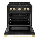 ZLINE Autograph Edition 30-Inch 4.2 Cu. Ft. Marino Gas Range with 4 Burner DuoPro Cooktop and Convection Gas Oven in Black Stainless Steel and Polished Gold Accents (PMGRBZ-30-G)