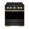 ZLINE Autograph Edition 30-Inch 4.2 Cu. Ft. Marino Gas Range with 4 Burner DuoPro Cooktop and Convection Gas Oven in Black Stainless Steel and Polished Gold Accents (PMGRBZ-30-G)