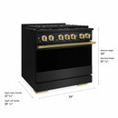 ZLINE Autograph Edition 36-Inch 5.2 Cu. Ft. Marino Gas Range with 6 Burner DuoPro Cooktop and Convection Gas Oven in Black Stainless Steel and Polished Gold Accents (PMGRBZ-36-G)