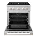 ZLINE 30-Inch 4.2 Cu. Ft. Marino Dual Fuel Range with Gas Cooktop and Electric Convection Oven in Satin Stainless Steel with 4 Brass Burners (MDRS-BR-30)