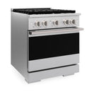 ZLINE 30-Inch 4.2 Cu. Ft. Marino Dual Fuel Range with Gas Cooktop and Electric Convection Oven in Satin Stainless Steel with 4 Brass Burners (MDRS-BR-30)