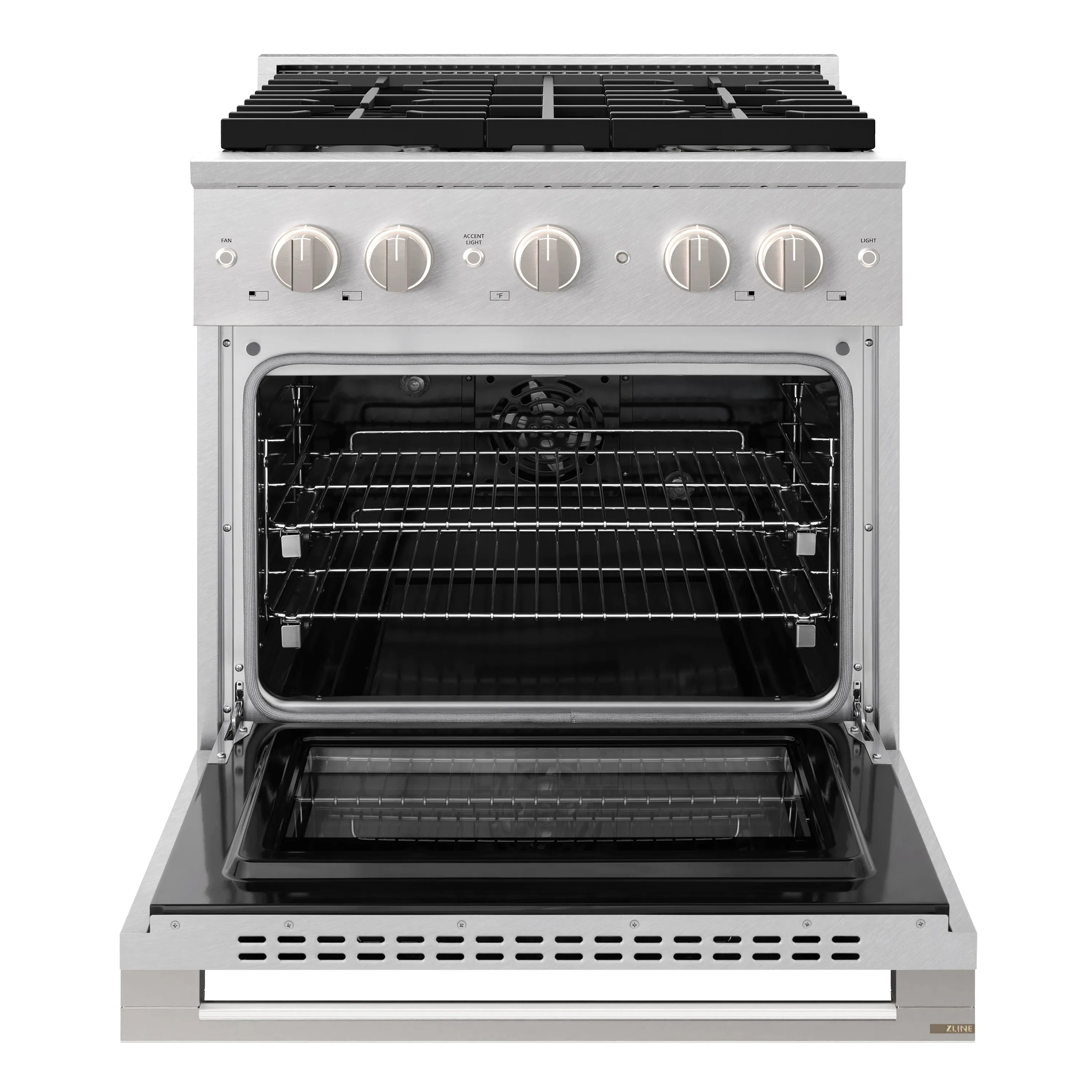 ZLINE 30-Inch 4.2 Cu. Ft. Marino Dual Fuel Range with 4 Burner Gas Cooktop and Electric Convection Oven in Satin Stainless Steel (MDRS-30)