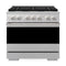 ZLINE 36-Inch 5.2 Cu. Ft. Marino Dual Fuel Range with 6 Burner Gas Cooktop and Electric Convection Oven in Satin Stainless Steel (MDRS-36)