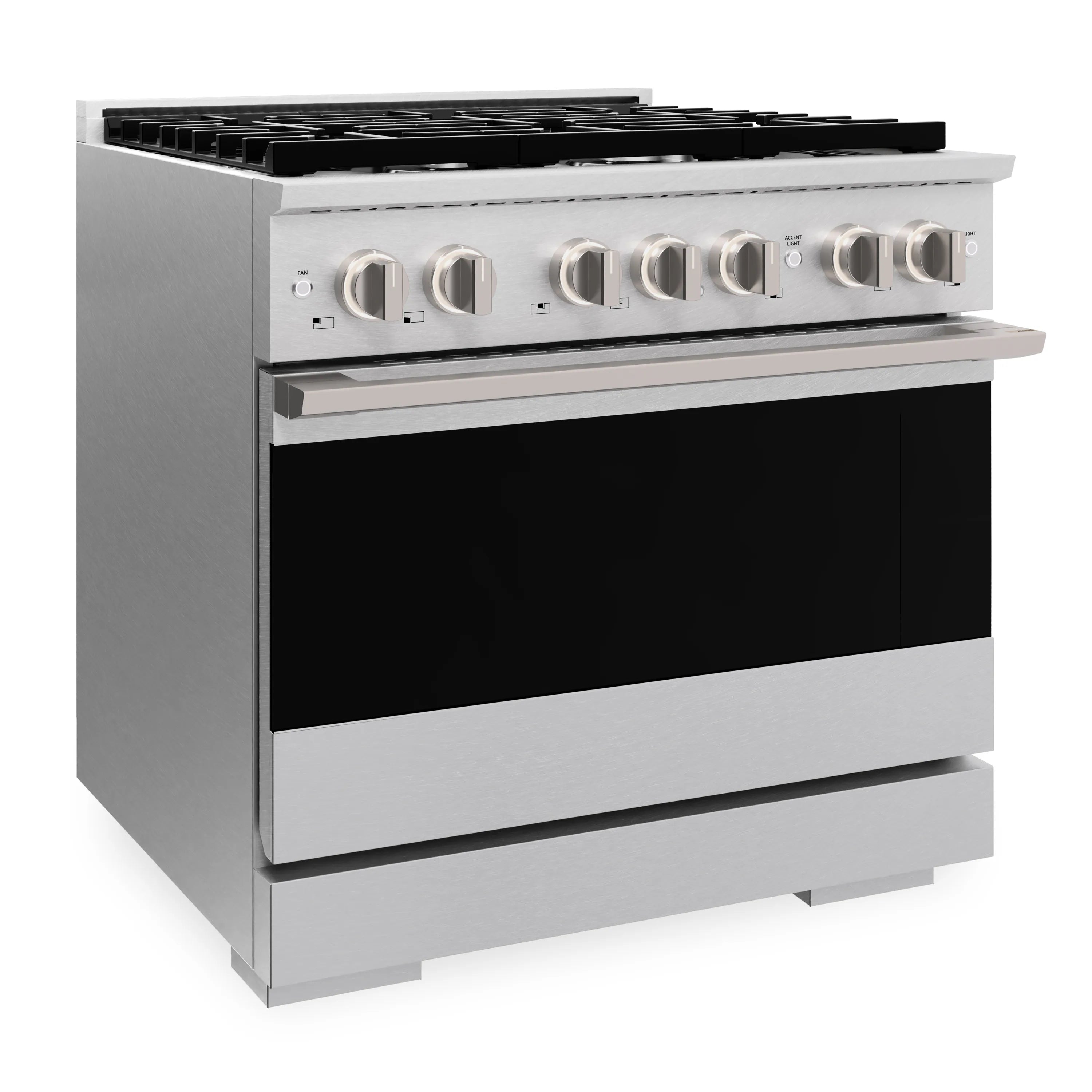 ZLINE 36-Inch 5.2 Cu. Ft. Marino Dual Fuel Range with 6 Burner Gas Cooktop and Electric Convection Oven in Satin Stainless Steel (MDRS-36)