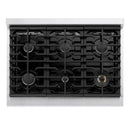 ZLINE 36-Inch 5.2 Cu. Ft. Marino Dual Fuel Range with 6 Burner Gas Cooktop and Electric Convection Oven in Satin Stainless Steel (MDRS-36)
