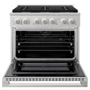 ZLINE 36-Inch 5.2 Cu. Ft. Marino Dual Fuel Range with Gas Cooktop and Electric Convection Oven in Satin Stainless Steel with 6 Brass Burners (MDRS-BR-36)