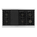 ZLINE Autograph Edition 48-Inch 6.7 Cu. Ft. Marino Double Oven Dual Fuel Range with 8 Burner Gas Cooktop in Satin Stainless Steel with White Matte Doors and Champagne Bronze Accents (MDRSZ-WM-48-CB)