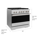 ZLINE 36-Inch 5.2 Cu. Ft. Marino Gas Range with 6 Burner Cooktop and Convection Gas Oven in Satin Stainless Steel (MGRS-36)