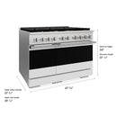 ZLINE 48-Inch 6.7 Cu. Ft. Marino Double Oven Gas Range with 8 Burner Cooktop in Satin Stainless Steel with White Matte Doors (MGRS-WM-48)