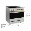 ZLINE Autograph Edition 36-Inch 5.2 Cu. Ft. Marino Gas Range with 6 Burner Cooktop and Convection Gas Oven in Satin Stainless Steel and Champagne Bronze Accents (MGRSZ-36-CB)