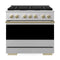 ZLINE Autograph Edition 36-Inch 5.2 Cu. Ft. Marino Gas Range with 6 Burner Cooktop and Convection Gas Oven in Satin Stainless Steel and Champagne Bronze Accents (MGRSZ-36-CB)