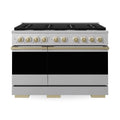 ZLINE Autograph Edition 48-Inch 6.7 Cu. Ft. Marino Double Oven Gas Range with 8 Burner Cooktop in Satin Stainless Steel and Champagne Bronze Accents (MGRSZ-48-CB)