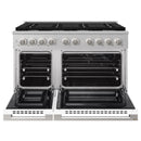 ZLINE 48-Inch 6.7 Cu. Ft. Marino Double Oven Dual Fuel Range with 8 Burner Gas Cooktop in Satin Stainless Steel with White Matte Doors (MDRS-WM-48)