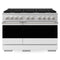 ZLINE 48-Inch 6.7 Cu. Ft. Marino Double Oven Dual Fuel Range with 8 Burner Gas Cooktop in Satin Stainless Steel with White Matte Doors (MDRS-WM-48)