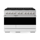 ZLINE 48-Inch 6.7 Cu. Ft. Marino Double Oven Gas Range with 8 Burner Cooktop in Satin Stainless Steel with White Matte Doors (MGRS-WM-48)