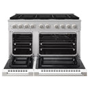ZLINE 48-Inch 6.7 Cu. Ft. Marino Double Oven Gas Range with 8 Burner Cooktop in Satin Stainless Steel with White Matte Doors (MGRS-WM-48)