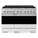 ZLINE 48-Inch 6.7 Cu. Ft. Marino Double Oven Gas Range with 8 Burner Cooktop in Satin Stainless Steel with White Matte Doors (MGRS-WM-48)