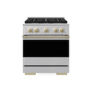 ZLINE Autograph Edition 30-Inch 4.2 Cu. Ft. Marino Dual Fuel Range with 4 Burner Gas Cooktop and Electric Convection Oven in Stainless Steel with Champagne Bronze Accents (MDRZ-30-CB)