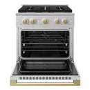 ZLINE Autograph Edition 30-Inch 4.2 Cu. Ft. Marino Dual Fuel Range with 4 Burner Gas Cooktop and Electric Convection Oven in Stainless Steel with Champagne Bronze Accents (MDRZ-30-CB)