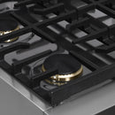 ZLINE Autograph Edition 30-Inch 4.2 Cu. Ft. Marino Dual Fuel Range with 4 Burner Gas Cooktop and Electric Convection Oven in Stainless Steel with Polished Gold Accents (MDRZ-30-G)