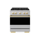 ZLINE Autograph Edition 30-Inch 4.2 Cu. Ft. Marino Dual Fuel Range with 4 Burner Gas Cooktop and Electric Convection Oven in Stainless Steel with Polished Gold Accents (MDRZ-30-G)