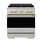 ZLINE Autograph Edition 30-Inch 4.2 Cu. Ft. Marino Dual Fuel Range with 4 Burner Gas Cooktop and Electric Convection Oven in Stainless Steel with Polished Gold Accents (MDRZ-30-G)