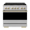 ZLINE Autograph Edition 36-Inch 5.2 Cu. Ft. Marino Dual Fuel Range with 6 Burner Gas Cooktop and Electric Convection Oven in Stainless Steel with Champagne Bronze Accents (MDRZ-36-CB)