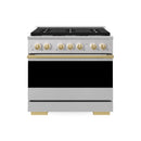 ZLINE Autograph Edition 36-Inch 5.2 Cu. Ft. Marino Dual Fuel Range with 6 Burner Gas Cooktop and Electric Convection Oven in Stainless Steel with Polished Gold Accents (MDRZ-36-G)