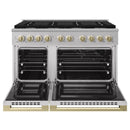 ZLINE Autograph Edition 48-Inch 6.7 Cu. Ft. Marino Double Oven Dual Fuel Range with 8 Burner Gas Cooktop in Stainless Steel and Champagne Bronze Accents (MDRZ-48-CB)
