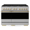 ZLINE Autograph Edition 48-Inch 6.7 Cu. Ft. Marino Double Oven Dual Fuel Range with 8 Burner Gas Cooktop in Stainless Steel and Champagne Bronze Accents (MDRZ-48-CB)