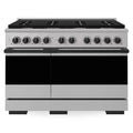 ZLINE Autograph Edition 48-Inch 6.7 Cu. Ft. Marino Double Oven Dual Fuel Range with 8 Burner Gas Cooktop in Stainless Steel and Matte Black Accents (MDRZ-48-MB)