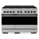 ZLINE Autograph Edition 48-Inch 6.7 Cu. Ft. Marino Double Oven Dual Fuel Range with 8 Burner Gas Cooktop in Stainless Steel and Matte Black Accents (MDRZ-48-MB)