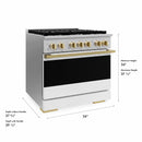 ZLINE Autograph Edition 36-Inch 5.2 Cu. Ft. Marino Dual Fuel Range with 6 Burner Gas Cooktop and Electric Convection Oven in Stainless Steel with White Matte Door and Polished Gold Accents (MDRZ-WM-36-G)