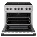 ZLINE Autograph Edition 36-Inch 5.2 Cu. Ft. Marino Dual Fuel Range with 6 Burner Gas Cooktop and Electric Convection Oven in Stainless Steel with White Matte Door and Matte Black Accents (MDRZ-WM-36-MB)