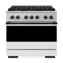 ZLINE Autograph Edition 36-Inch 5.2 Cu. Ft. Marino Dual Fuel Range with 6 Burner Gas Cooktop and Electric Convection Oven in Stainless Steel with White Matte Door and Matte Black Accents (MDRZ-WM-36-MB)