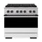ZLINE Autograph Edition 36-Inch 5.2 Cu. Ft. Marino Dual Fuel Range with 6 Burner Gas Cooktop and Electric Convection Oven in Stainless Steel with White Matte Door and Matte Black Accents (MDRZ-WM-36-MB)