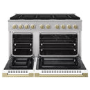 ZLINE Autograph Edition 48-Inch 6.7 Cu. Ft. Marino Double Oven Dual Fuel Range with 8 Burner Gas Cooktop in Stainless Steel with White Matte Doors and Champagne Bronze Accents (MDRZ-WM-48-CB)