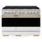 ZLINE Autograph Edition 48-Inch 6.7 Cu. Ft. Marino Double Oven Dual Fuel Range with 8 Burner Gas Cooktop in Stainless Steel with White Matte Door and Polished Gold Accents (MDRZ-WM-48-G)