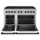 ZLINE Autograph Edition 48-Inch 6.7 Cu. Ft. Marino Double Oven Dual Fuel Range with 8 Burner Gas Cooktop in Stainless Steel with White Matte Door and Matte Black Accents (MDRZ-WM-48-MB)